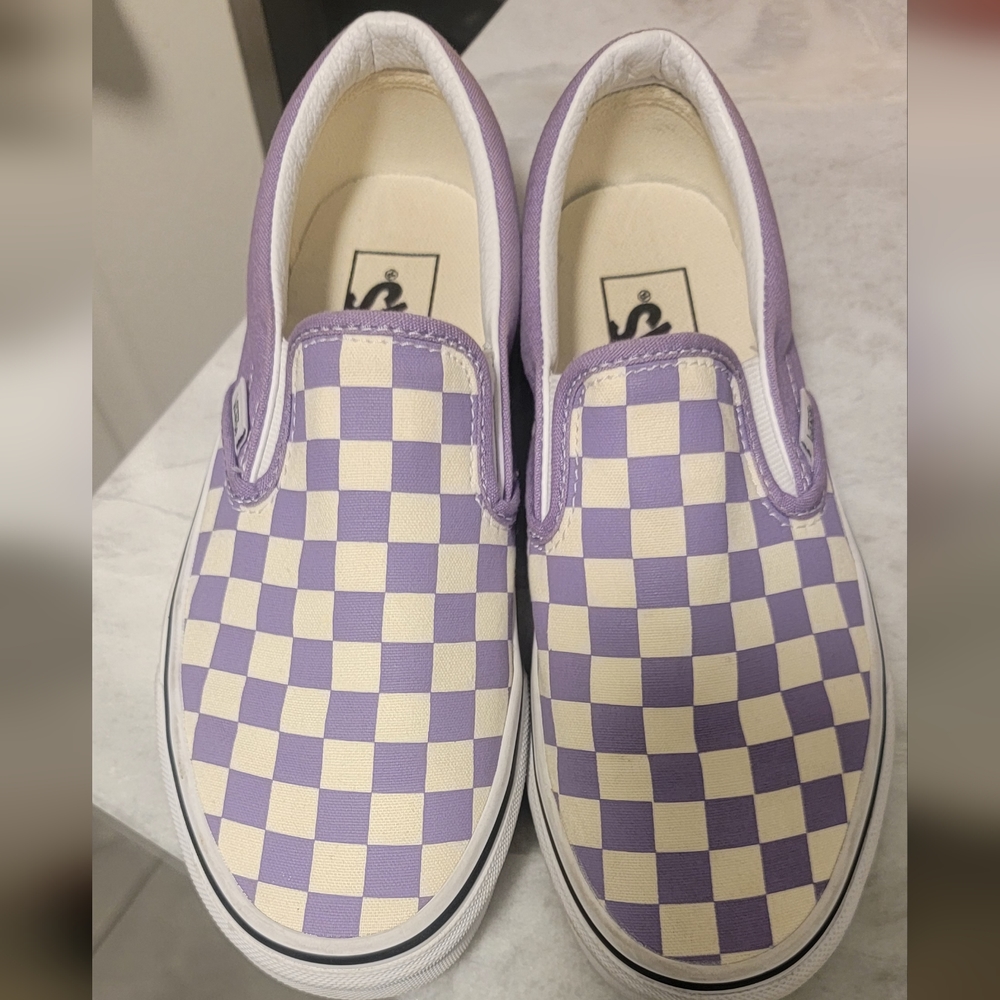 Vans purple white checkered